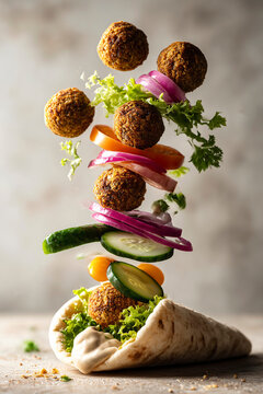 Vibrant falafel wrap with fresh vegetables