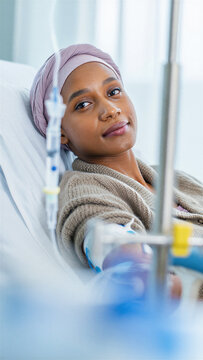 Cancer patient receiving chemotherapy in hospital, infusion treatment for oncology, medical care and recovery journey, hope and resilience, patient strength during chemo, healthcare compassion