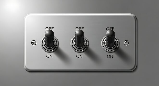 Three electrical toggle switches power control and operation concept