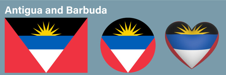 Obraz premium set Antigua and Barbuda flag icon vector illustrtion vector