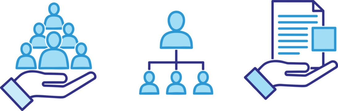 Illustration of teamwork, hierarchy, and documentation concepts in business isolated on transparent background, Vector