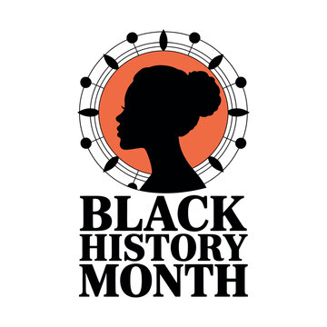 A logo celebrating Black History Month with a musical theme