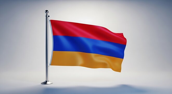 The armenian flag waving in the wind