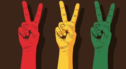 Fototapeta premium Hands Forming Peace Symbol with Vibrant Red Yellow Green Colors for Unity and Solidarity Theme