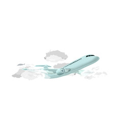illustration of an airplane with clouds in the sky without a background