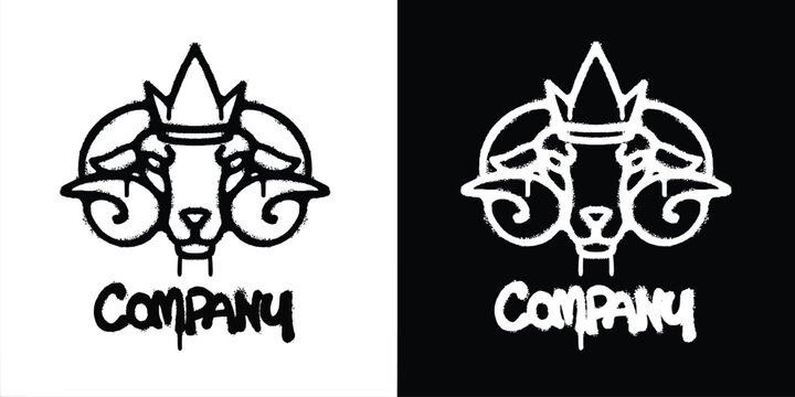 Graffiti King Goat logo vector design