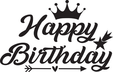 Fototapeta premium Happy Birthday typography design on plain white transparent isolated background for card, shirt, hoodie, sweatshirt, apparel, tag, mug, icon, poster or badge