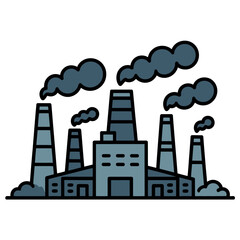 Obraz premium Factory smokestacks release thick dark plumes of pollution into the atmosphere above.