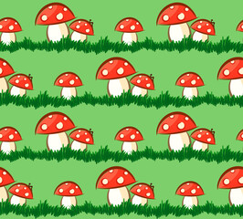 Fototapeta premium A seamless background with forest mushrooms.