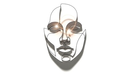 Abstract Face Line Art with Soft Glow