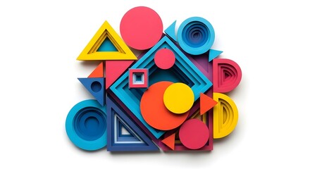 Colorful Geometric Shapes Layered Design