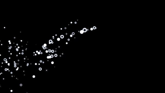 Glittering star dust trail sparkling particles, glitter sparkle line stars animated black screen, white shining bubbles animation, bokeh light lights effect background, glowing stars sparkles. 4K
