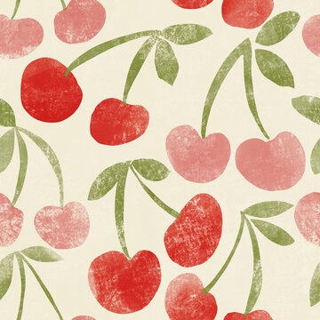 Cherry fruit illustration repeat pattern