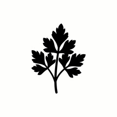 Fototapeta premium A detailed silhouette of a parsley leaf isolated on white