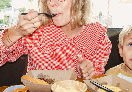 Candid Mom Eating
