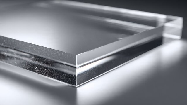 Close-up of clear acrylic glass block