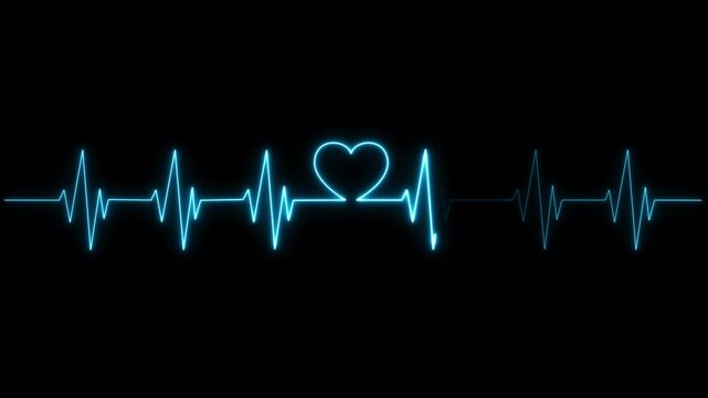 Animated continuous single line drawing of infinity symbol with word LOVE and heart shape, eternal love line art animation, Electrocardiogram with moving and self-drawing black background. 4k video