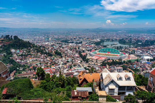 Madagascar, view over the city of Antananarivo.