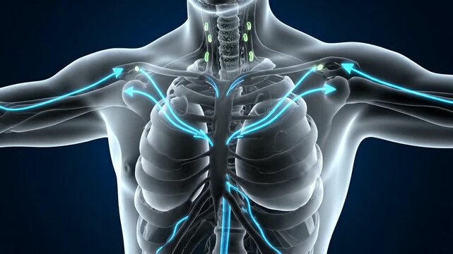 Human body anatomy illustration highlighting the lymphatic system.