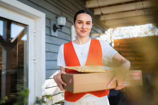 Portrait of a woman with parcels
