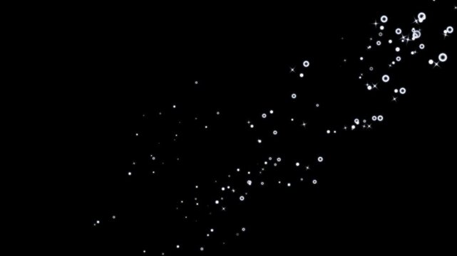Magic light bubbles line effect, white glowing fairy sparkle burst, twinkling white glowing star with sparkling glitter animation, fairy dust wand glitter stars trail transition on black screen. 4k