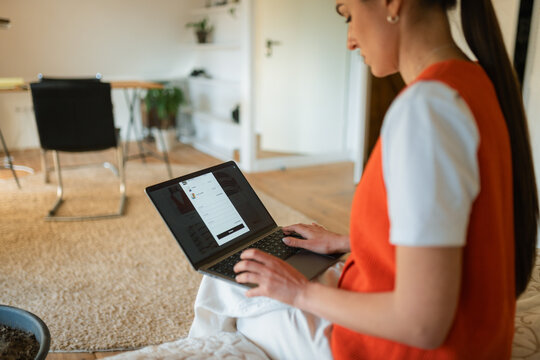 Online shopping on a laptop