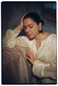 Woman dreaming and thinking about romantic things