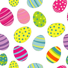 Fototapeta premium Colorful Easter eggs with various patterns and designs.