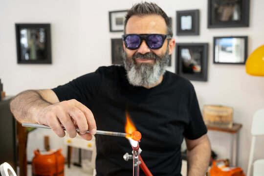 Jeweler using the blowtorch