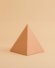 Fototapeta premium Minimal Pyramid Geometric Object on Soft Orange and Cream Background with Shadowless Studio Lighting