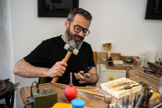 Artisan working in his workshop
