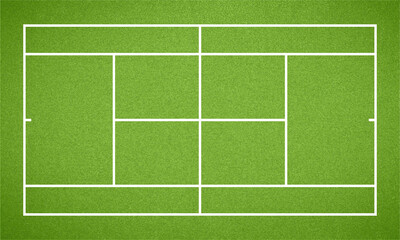Naklejka premium Tennis court. Top view tennis field ground with green grass texture and frame. JPG image