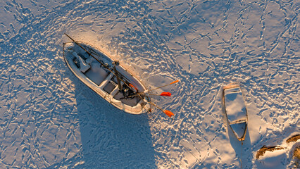 boat in the frozen sea