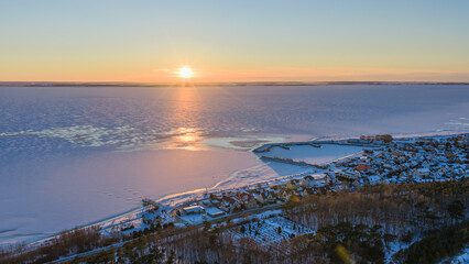 View of the frozen Baltic Sea. Kuźnica.