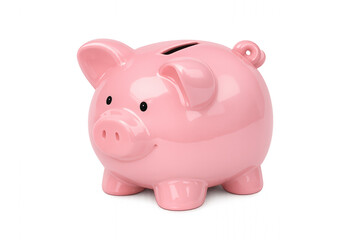 Obraz premium Pink ceramic piggy bank for saving money, budgeting, and financial security, standing on a transparent background