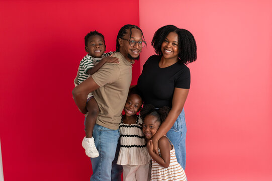 Happy camer aware family portrait