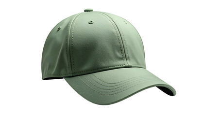 Fototapeta premium A digitally rendered, isolated, solid-green baseball cap on a black background