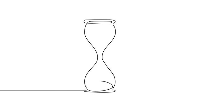 Line time hourglass one hour glass sand continuous watch clock icon. Drawing line hourglass countdown single wait illustration abstract art concept outline logo background sandglass vector past linear