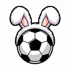 Obraz premium A soccer ball is creatively depicted with fluffy white bunny ears.