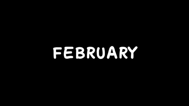 Month of February represented in a simple typographic design on a dark background