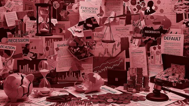 Economic recession and financial crisis collapse
