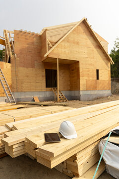 House Construction Site with laptop computer 