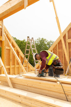 House Construction Site employee safety saw cut