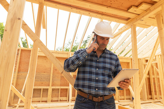 Home Construction Site with cell phone 