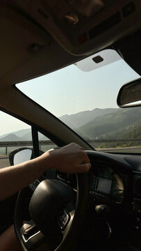 Driving Through Scenic Mountain Road in Car
