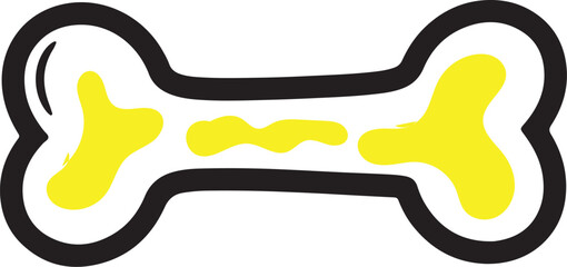 Yellow and black dog bone white simple