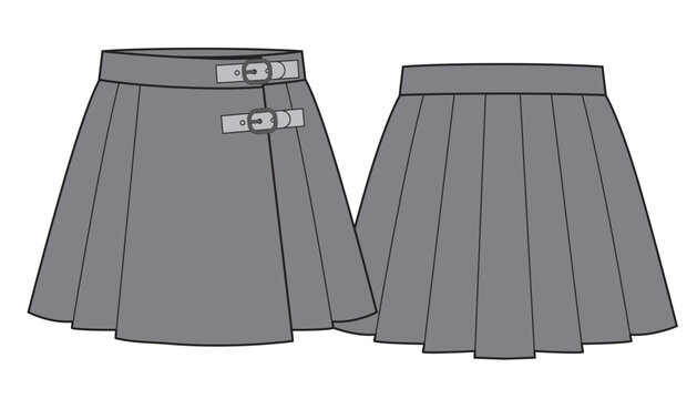 Fashion sketch of the mini kilt skirt