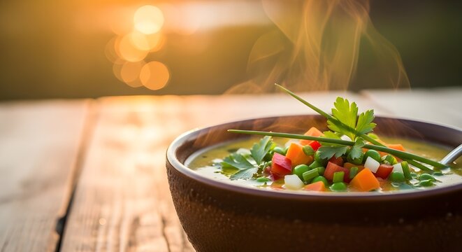 Sopa Soto picante y salada servida fresca