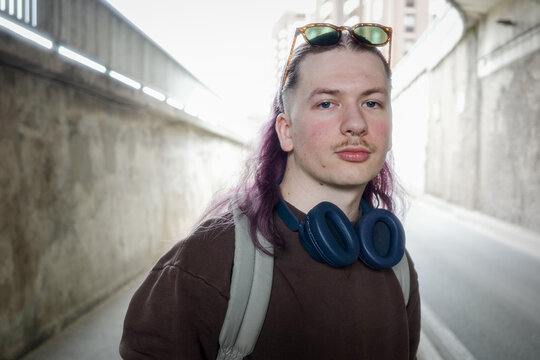 Stunning portrait of a Young Man With Headphones