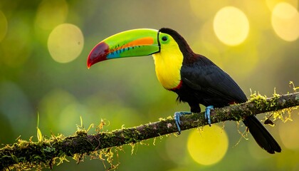 Obraz premium Keel-Billed Toucan with Large Colorful Beak - Tropical Rainforest Single Object